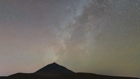 4K Time Lapse of the Summer Milky Way Setting Behind Mount Teide Volcano, Teneri Stock Footage 319959158