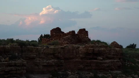 4K Time Lapse Of Summer Sunset Clouds Above Box Canyon Pueblo Ruins Stock Footage 160318888