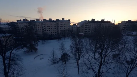 4k time lapse. Sunrise night to day. Winter city park. Shadows moving. Helsinki Stock Footage 87948490