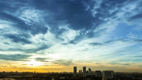 4K Time lapse sunset and beautiful twilight fluffy storm cloudy Stock Footage 95700471