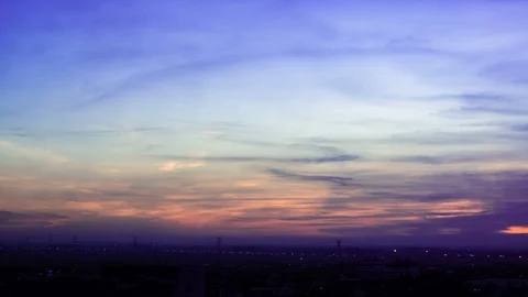 4K Time lapse sunset and beautiful twilight fluffy storm cloudy Stock Footage 96672178