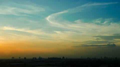 4K Time lapse sunset and beautiful twilight fluffy storm cloudy Stock Footage 100188180