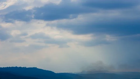 4K Time lapse sunset and beautiful twilight fluffy storm cloudy Stock Footage 100620162