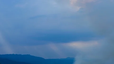 4K Time lapse sunset and beautiful twilight fluffy storm cloudy Stock Footage 100620170