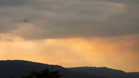 4K Time lapse sunset and beautiful twilight fluffy storm cloudy Stock Footage 100623692