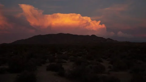 4K time lapse of a sunset and dusk thunderstorm in Joshua Tree National Park Stock Footage 206005159