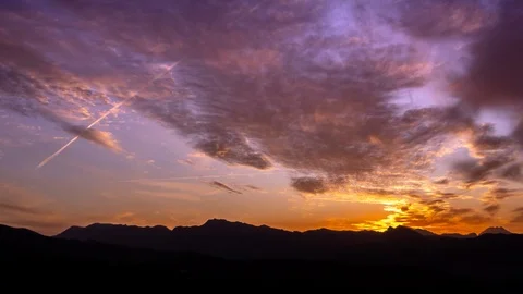 4k time lapse sunset, a bird hit camera halfway through time-lapse seems Stock Footage 117159744