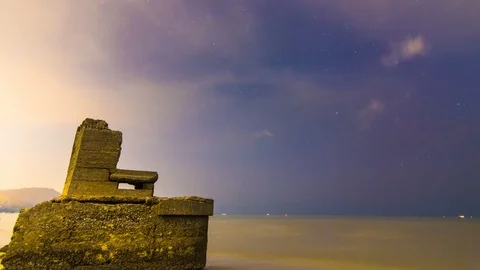 4K Time lapse of sunset with bunker in Permatang Damar Laut, Penang Stock Footage 103987097