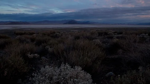 4K Time lapse of sunset clouds and desert flora in the Mojave National Preserve Stock Footage 113933374