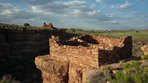 4K Time Lapse Of Sunset Clouds and The Ruins Of The Box Canyon Pueblo In Arizona Stock Footage 159521248