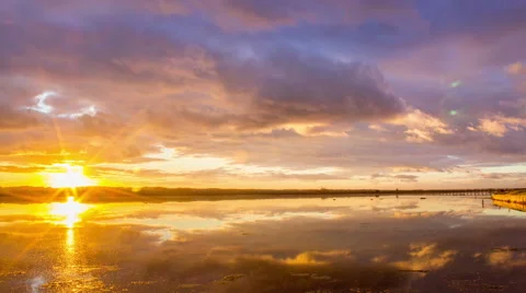 4k Time Lapse Sunset Cloudscape at Algarve QDLago Stock Footage 46383079