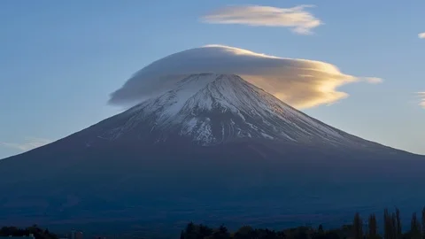 4k Time lapse Sunset of Fuji Mountain at Kawaguchiko Lake,Japan Video stock 123042350