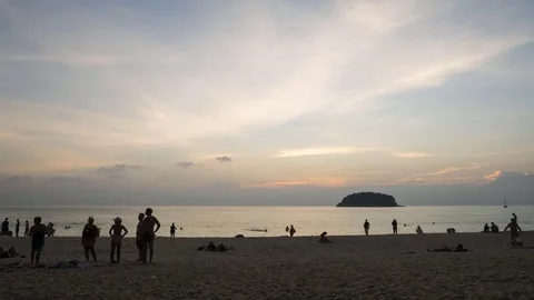 4K Time - lapse  sunset at kata  bech , PHUKET THAILAND Video stock 74128096