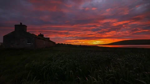 4k time lapse of sunset at Mary Grahams in Orkney Video stock 280867352