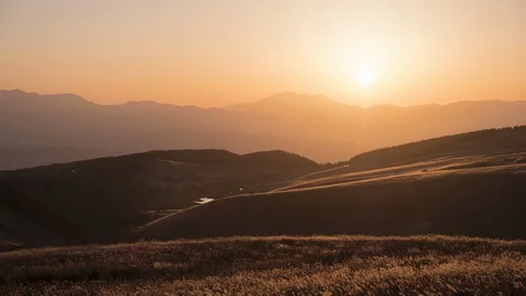 4K time lapse of sunset mountain landscape at Kirigamine mount Stock Footage 129268155