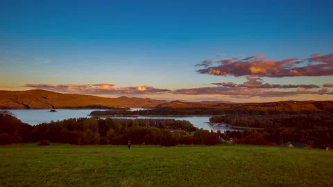 4k time-lapse with sunset over Solina lake in Bieszczady mountains. Stock Footage 156107124