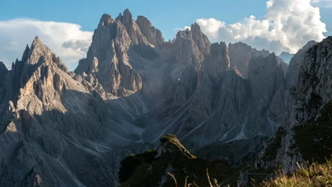 4k Time-lapse of sunset over the Cadini group, Dolomites Italy. Stock Footage 214474396