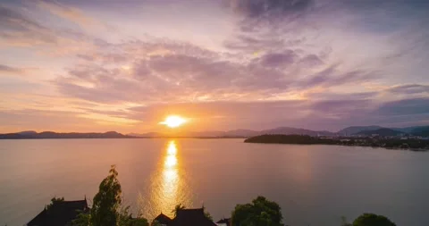4K Time lapse of sunset over tropical sea ocean landscape light of nature clo Stock Footage 224700638