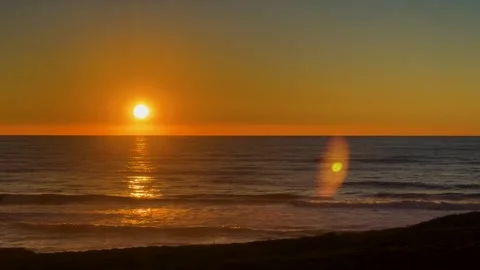 4K Time-lapse of sunset over the ocean without many clouds. Stock Footage 263718487