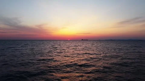 4K Time-lapse Sunset over Iskenderun Bay with Cargo Ships Stock Footage 332773062