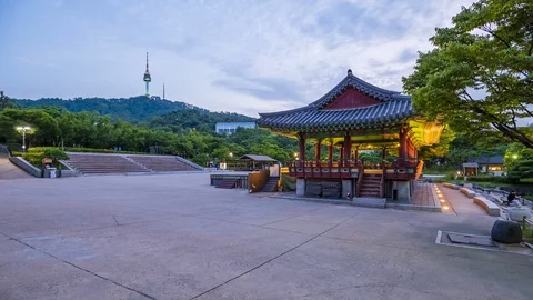 4k Time lapse Sunset of Seoul city,South Korea Stock Footage 125499666