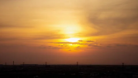 4K Time lapse sunset sunrise and beautiful twilight fluffy storm cloudy Video stock 132046545