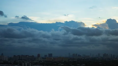 4K Time lapse sunset sunrise and beautiful twilight fluffy storm cloudy Video stock 132048490