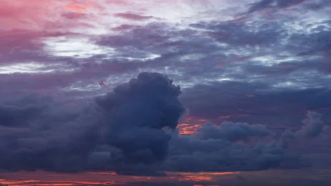4K Time lapse sunset sunrise and cloudy blue and yellow sky Stock Footage 132511545