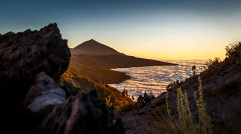 4K Time Lapse Sunset Teide Clouds Tenerife Stock Footage 66788784