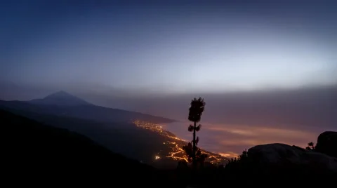 4K Time Lapse Sunset Volcano Clouds Tenerife Stock Footage 66791714