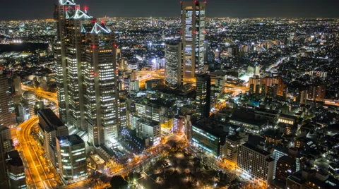 4k time lapse taken from a high vantage point in Shinjuku Tokyo Japan Stock Footage 46334639