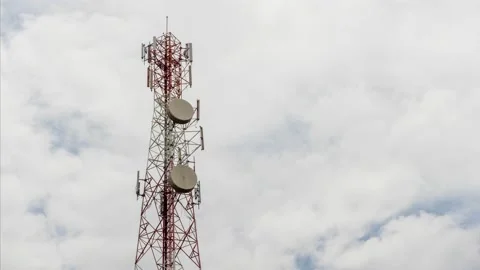 4k Time lapse of tower antennas Telecommunication cell phone, radio transmitters Stock Footage 151336220