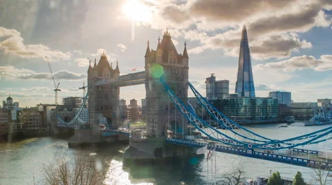 4K Time lapse, Tower Bridge and River Thames, London, England, United Kingdom Vidéo 62554736