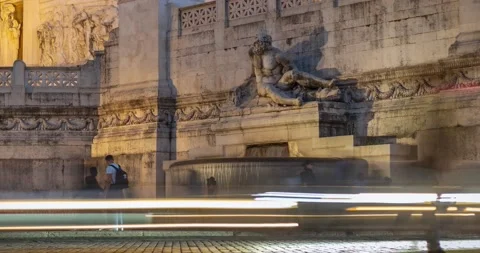 4k Time-lapse traffic and people walking around Piazza Venezia in Rome Italy Stock Footage 219492306