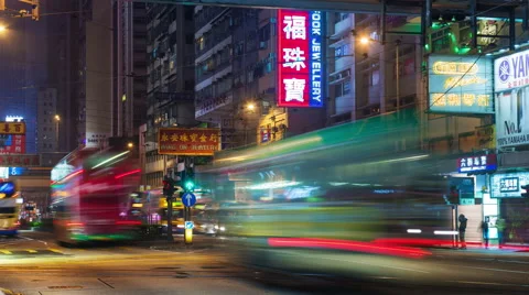 4k time lapse of traffic crossroad in hong kong Stock Footage 46544734