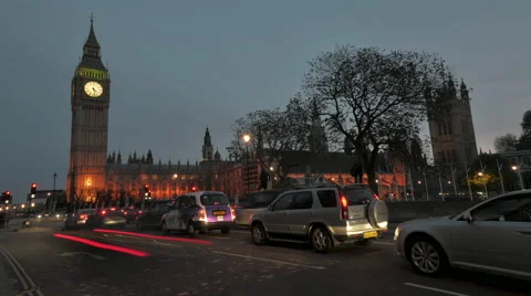 4k Time lapse of the traffic in front of the Big Ben and Westminster Abbey Stock-Footage 60260477