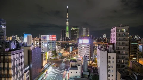 4k Time lapse Traffic of Tokyo City Skyline,Japan Video stock 123041232