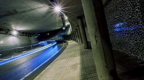 4K Time lapse traffic in a tunnel Stock Footage 35795028
