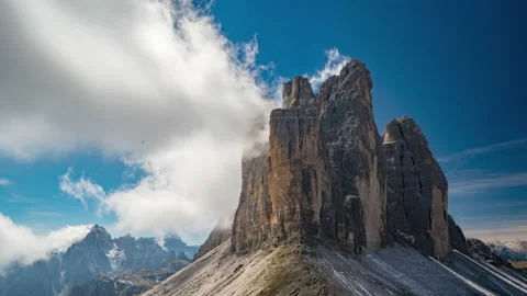 4k time lapse of Tre Cime di Lavaredo in dolomite mountains Stock Footage 213611250