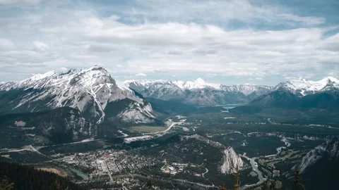 4K time-lapse UHD video of Sulphur Mountain with Mount Rundle and Sulphur Stock Footage 246976497