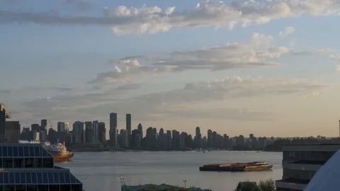 4K Time Lapse Vancouver skyline at Sunset View of downtown Stock Footage 100246216