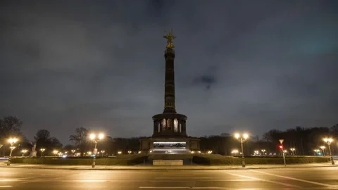 4k time lapse of the victory column in Berlin, Germany. Famous historic landmark Stock Footage 254354858