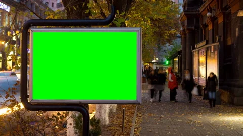 4K Time Lapse video. Big billboard with green screen Stock Footage 104603713