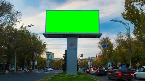 4K TIME LAPSE video. The Big Advertising billboard with green Stock Footage 109288027