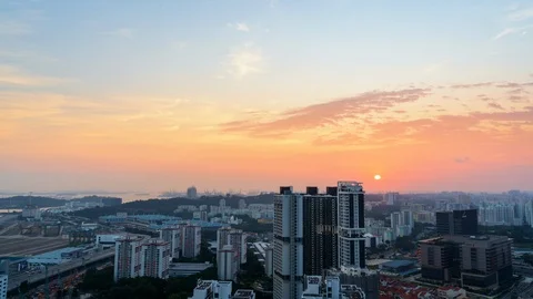 4K Time Lapse video Day to night aerial view of singapore in the early sunset Stock Footage 115388533