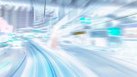 4K. Time lapse video of driving tram fast speed in Hong Kong  Stock Footage 79067209