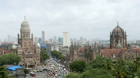 4k Time lapse video of formerly Victoria Terminus now CST, Mumbai. Stock Footage 74181168