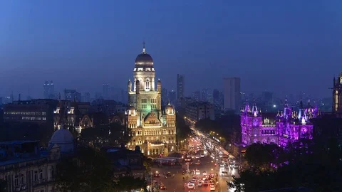 4k Time lapse video of formerly Victoria Terminus now CST, Mumbai. Stock Footage 74181169