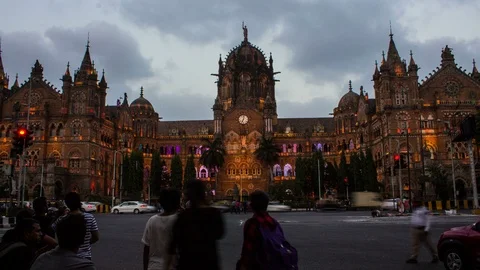 4K Time Lapse Video Of Formerly Victoria Terminus Now Cst, Mumbai. Video stock 92753972