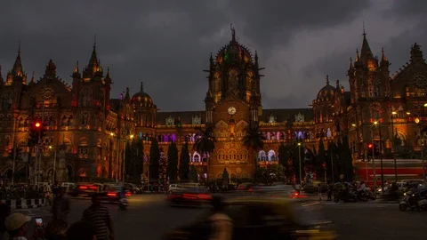 4K Time Lapse Video Of Formerly Victoria Terminus Now Cst, Mumbai. Video stock 92754312